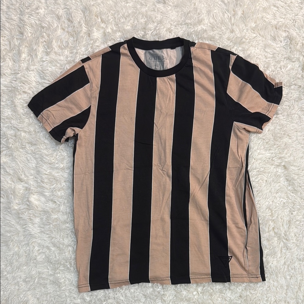 GUESS Striped Black and Tan Men's Shirt